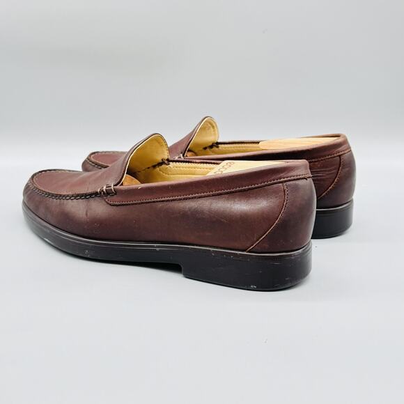 SAS Brown Leather Slip-On Loafers